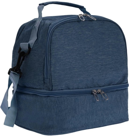Lunchtas con due contenitori separati - Borsa termica impermeabile - Cinturino regolabile - Tessuto ionico resistente - 25 x 19 x 15,5 cm