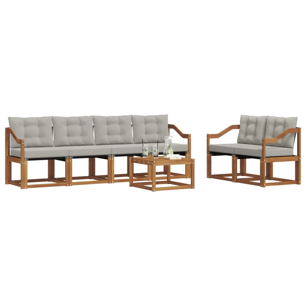 Set di divani da esterno 7 pcs Grigio Naturale e Chiaro 3368434