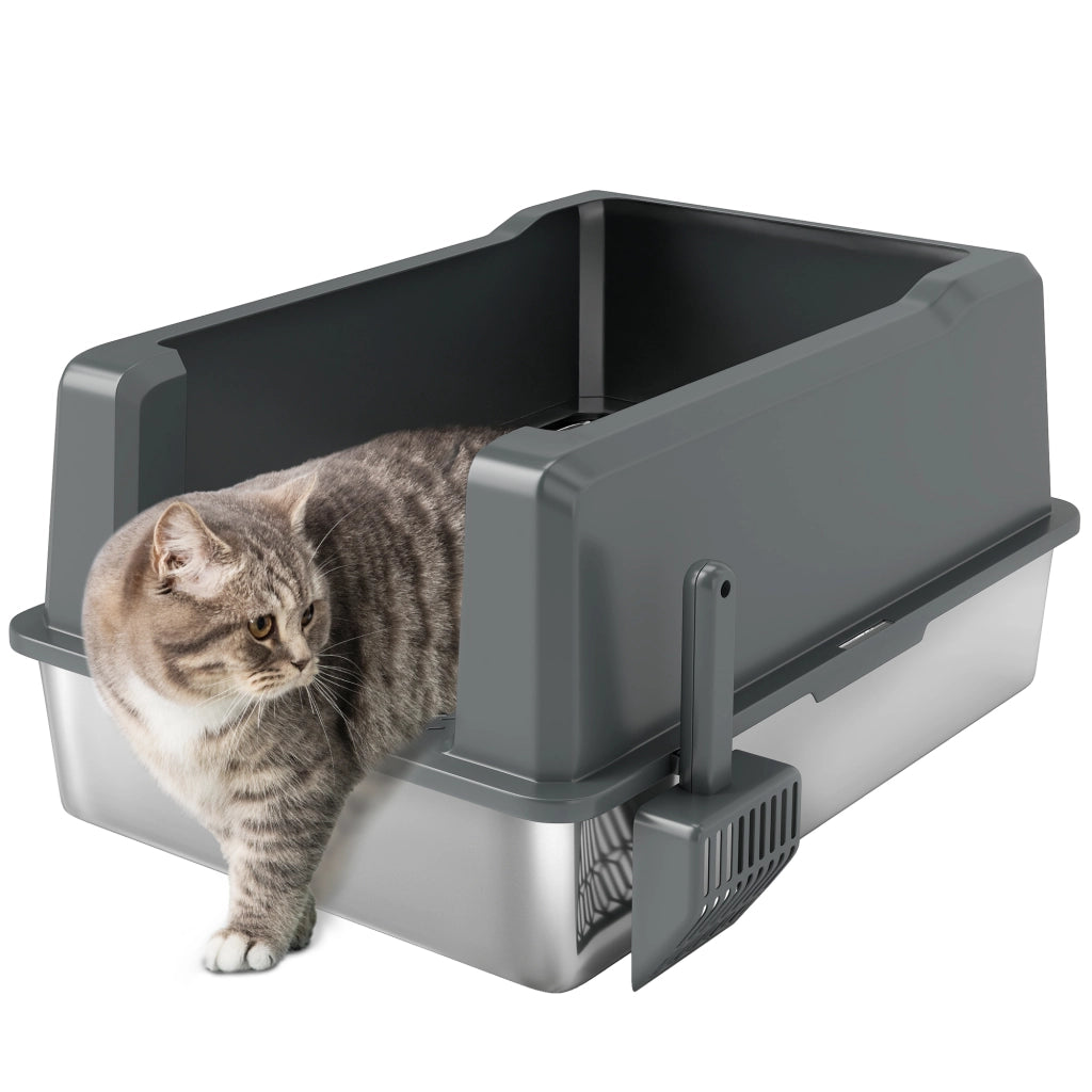 Casetta igienica per gatti in acciaio ¨C zephmum ¨C grigio 71x50,8x35,5 cm