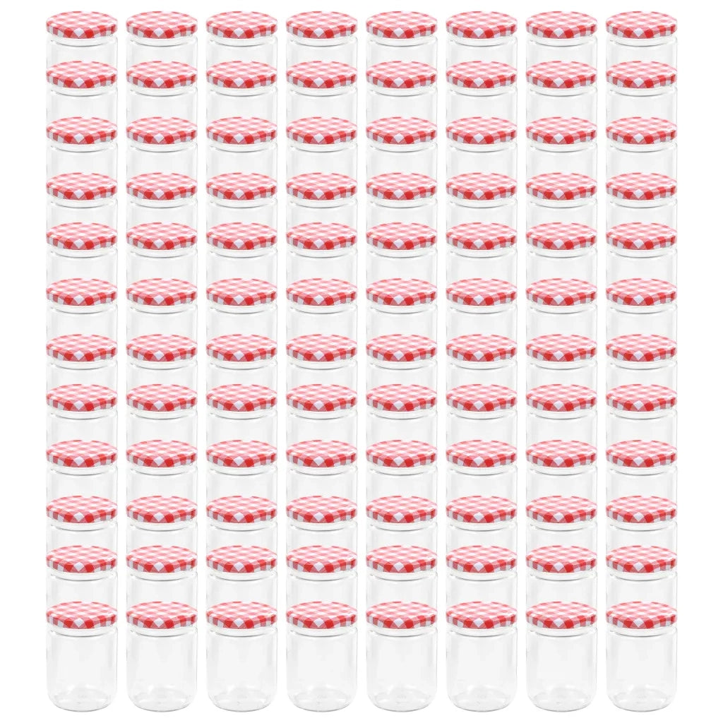 Vasi Marmellata in Vetro Coperchio Bianco e Rosso 96 pz 230 ml cod mxl 55080
