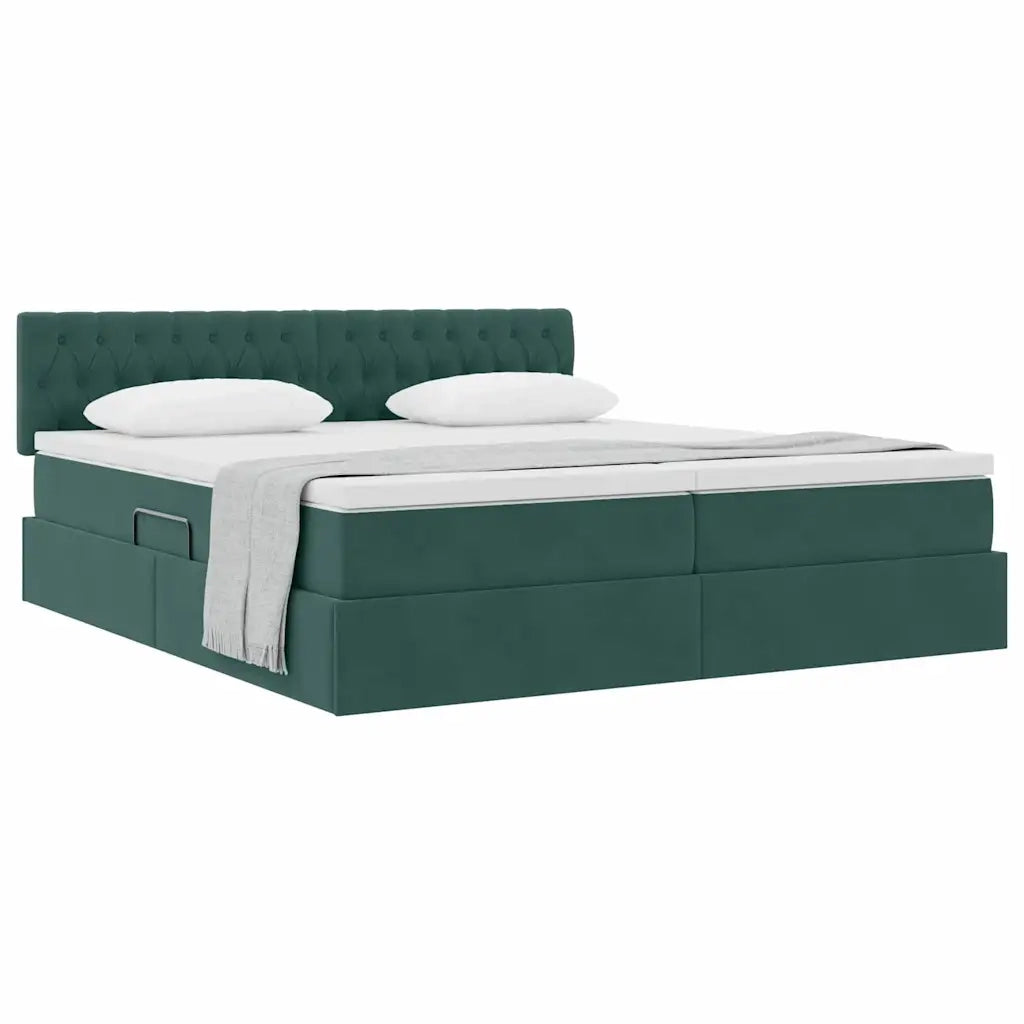 Letto con Contenitore con materasso Verde Scuro 100 x 200 cm