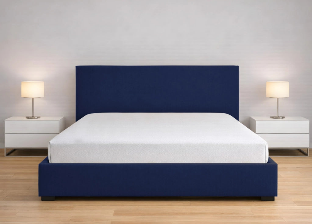 Vestiletto Giroletto Effetto Velluto Estensibile Tinta Unita Mod. Perfetto - Matrimoniale - Blu