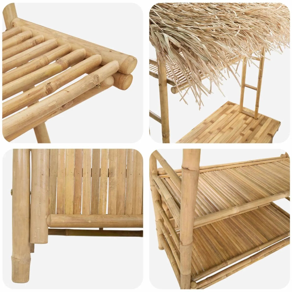 Tavolo da bar e sgabelli da esterno 3 pz Naturale Bambù 3469654