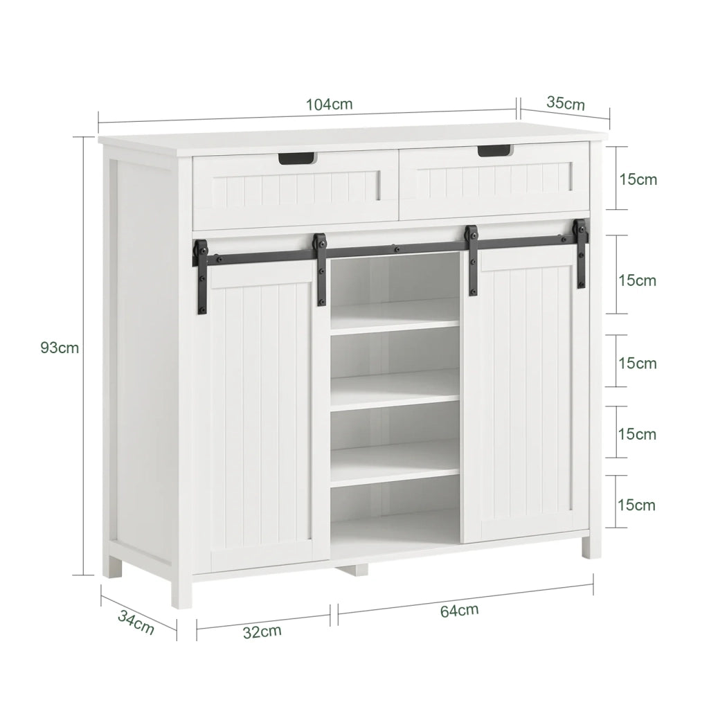 Mobile da cucina Credenza con ante scorrevoli Credenza buffet Cassettiera bianca 104x35x93cm FSB74-W SoBuy