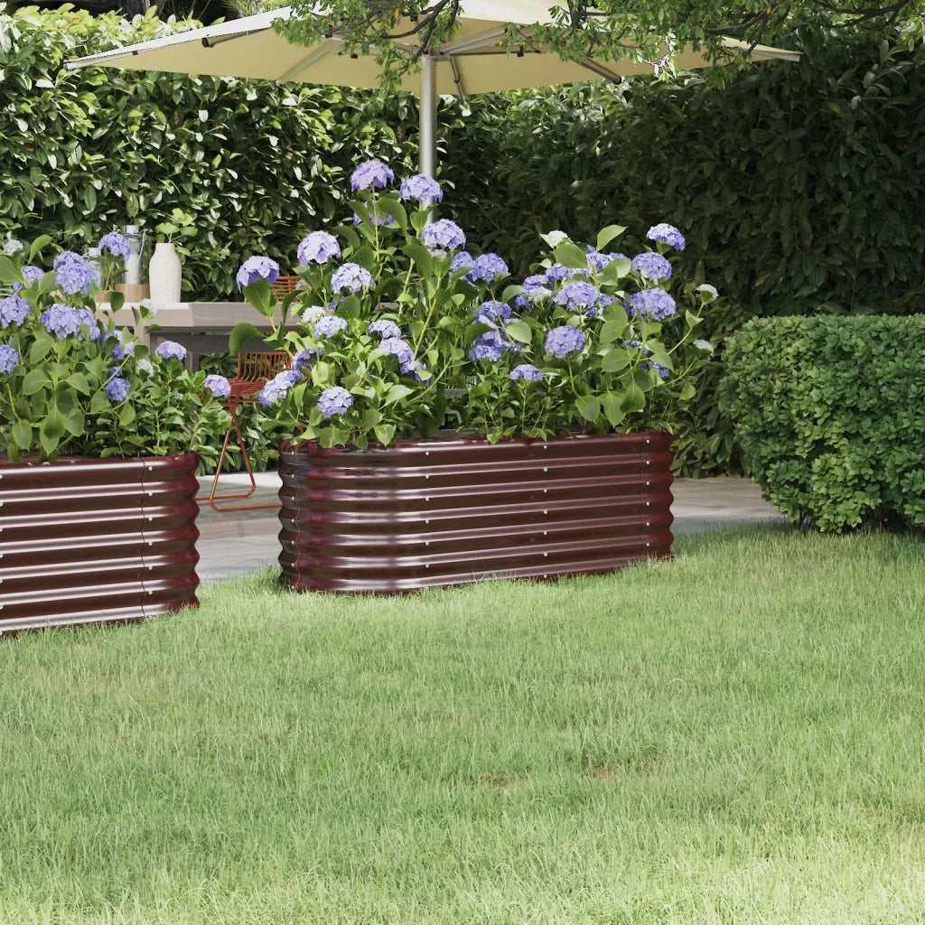 Fioriere | Cassetta per fiori | Letto Giardino Acciaio Zincato 114x40x36cm Marrone