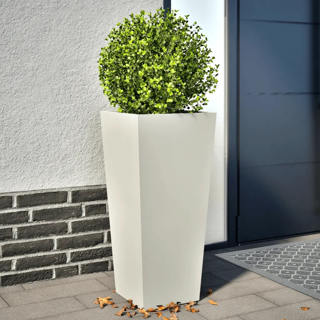 2 pz Fioriere | Cassetta per fiori | Vaso da Giardino Bianche 35x35x75 cm in Acciaio