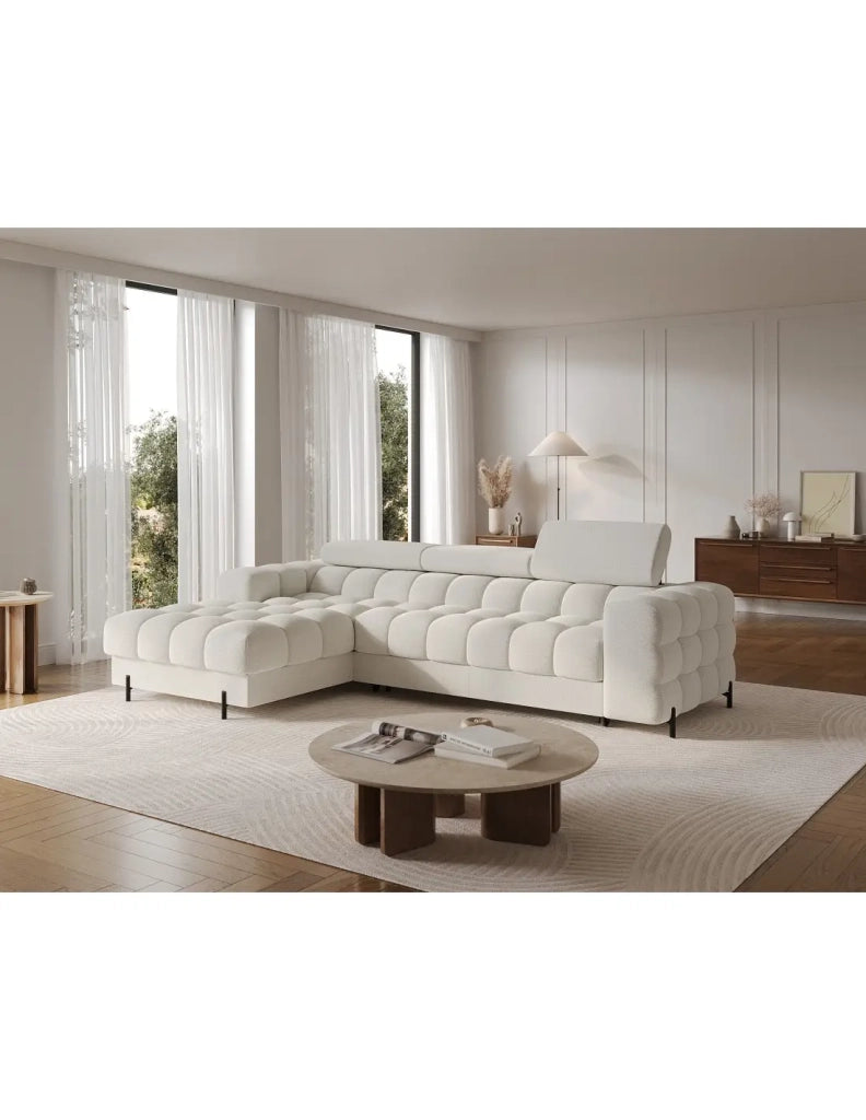 Divano angolare sinistro convertibile Bianco dall'aspetto contemporaneo 285x99x181cm FILTRO