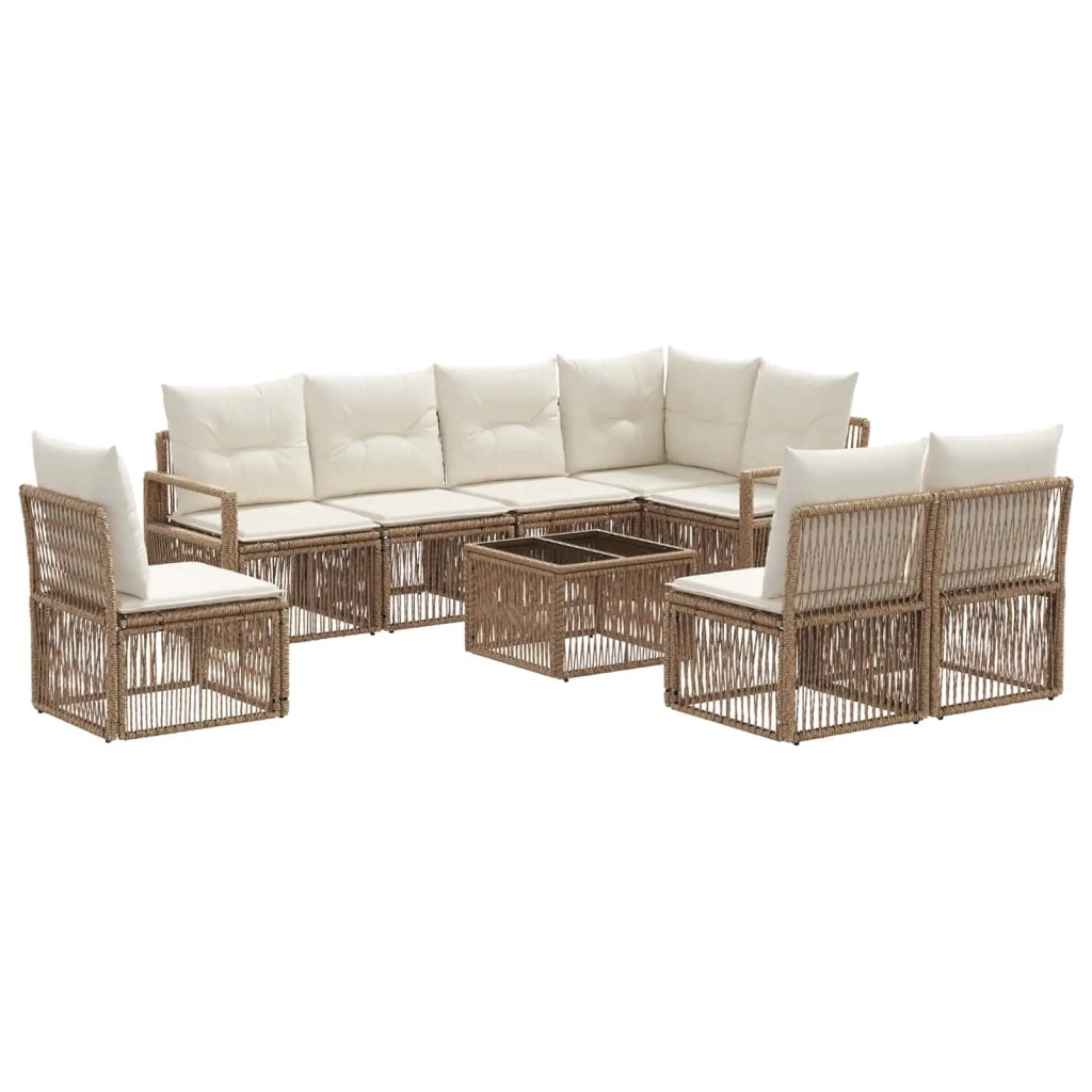Set Divano da Giardino 9 pcs Beige polyrattan