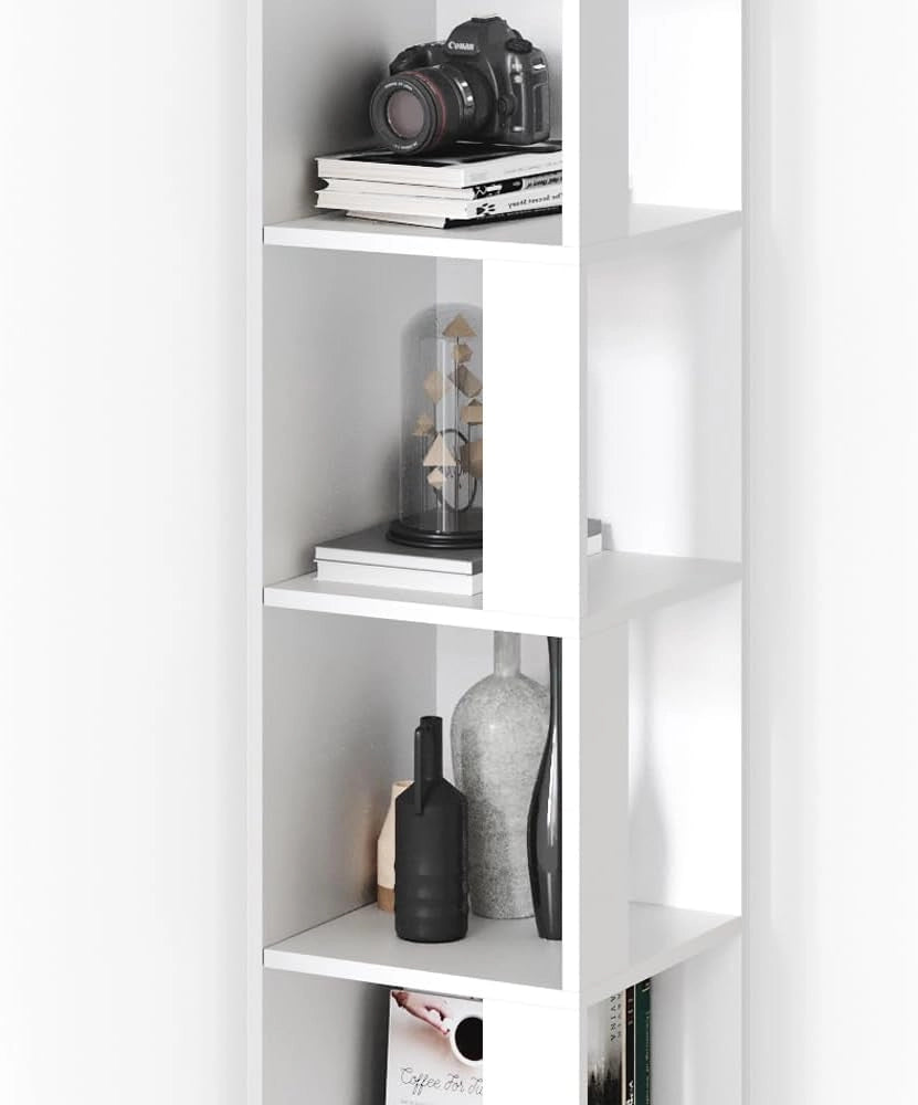 Scaffale angolare Lio, Bianco, 33.3 x 162.2 cm, per riporre libri e decorazioni negli angoli della stanza