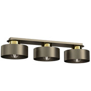 Plafoniera Marti barra ottone oro titanio 3 luci E27 Luminex