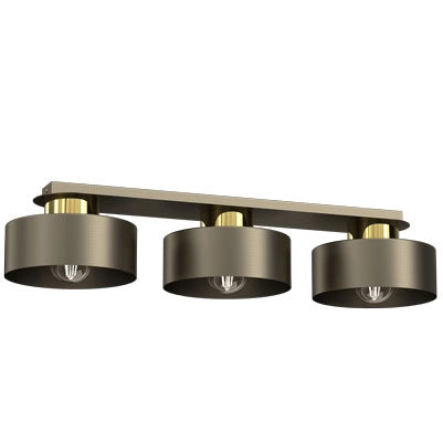 Plafoniera Marti barra ottone oro titanio 3 luci E27 Luminex
