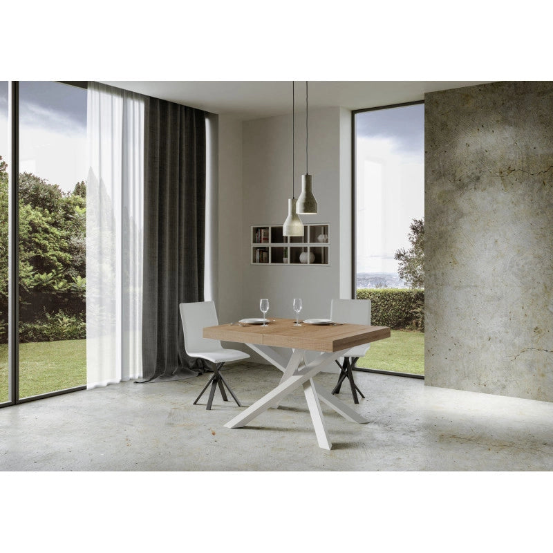 Tavolo allungabile 140/244x90 cm Volantis telaio Bianche - Quercia Natura