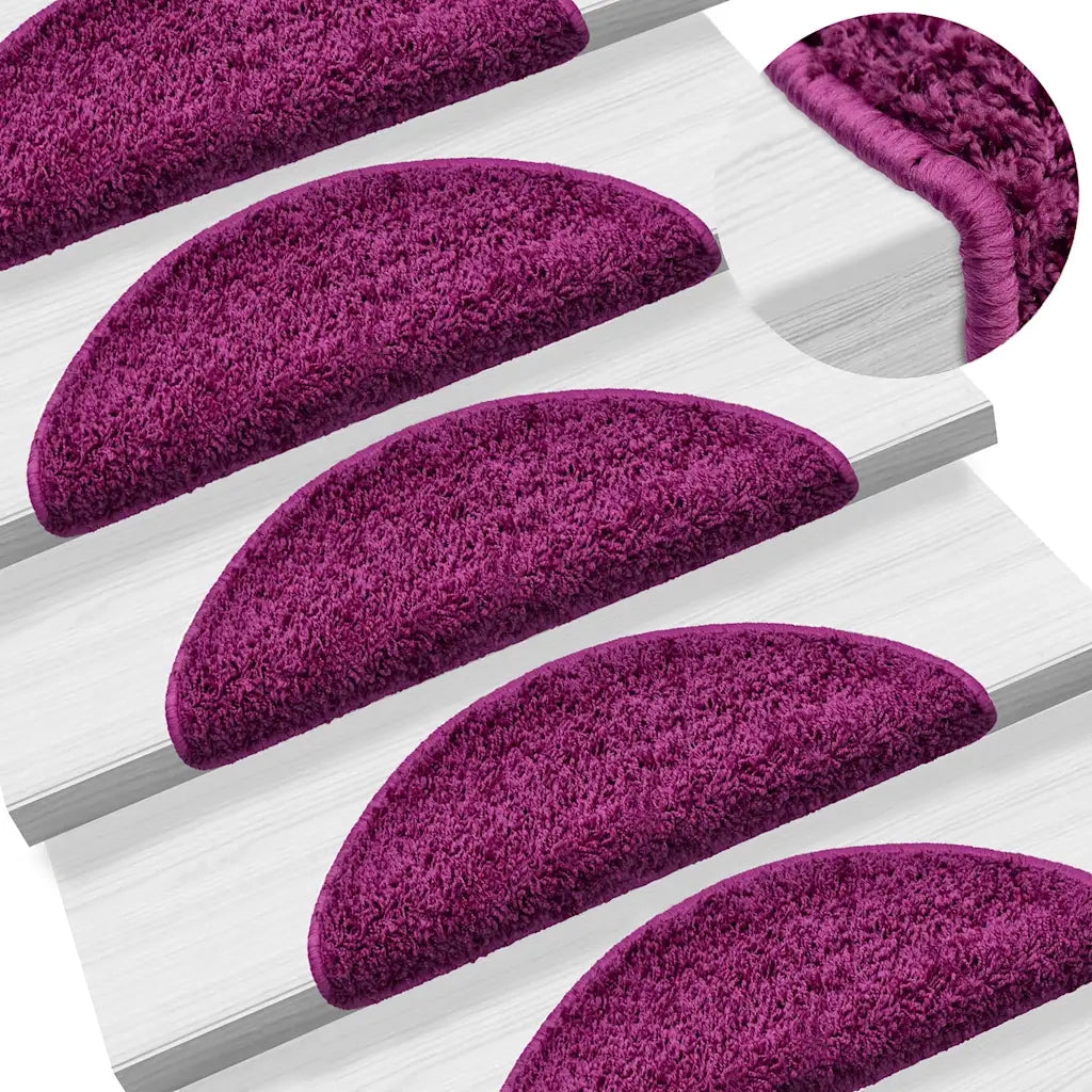 Tappetini per scale 15 pz | Gradini per Scale 56x17x3 cm Viola Semicircolari