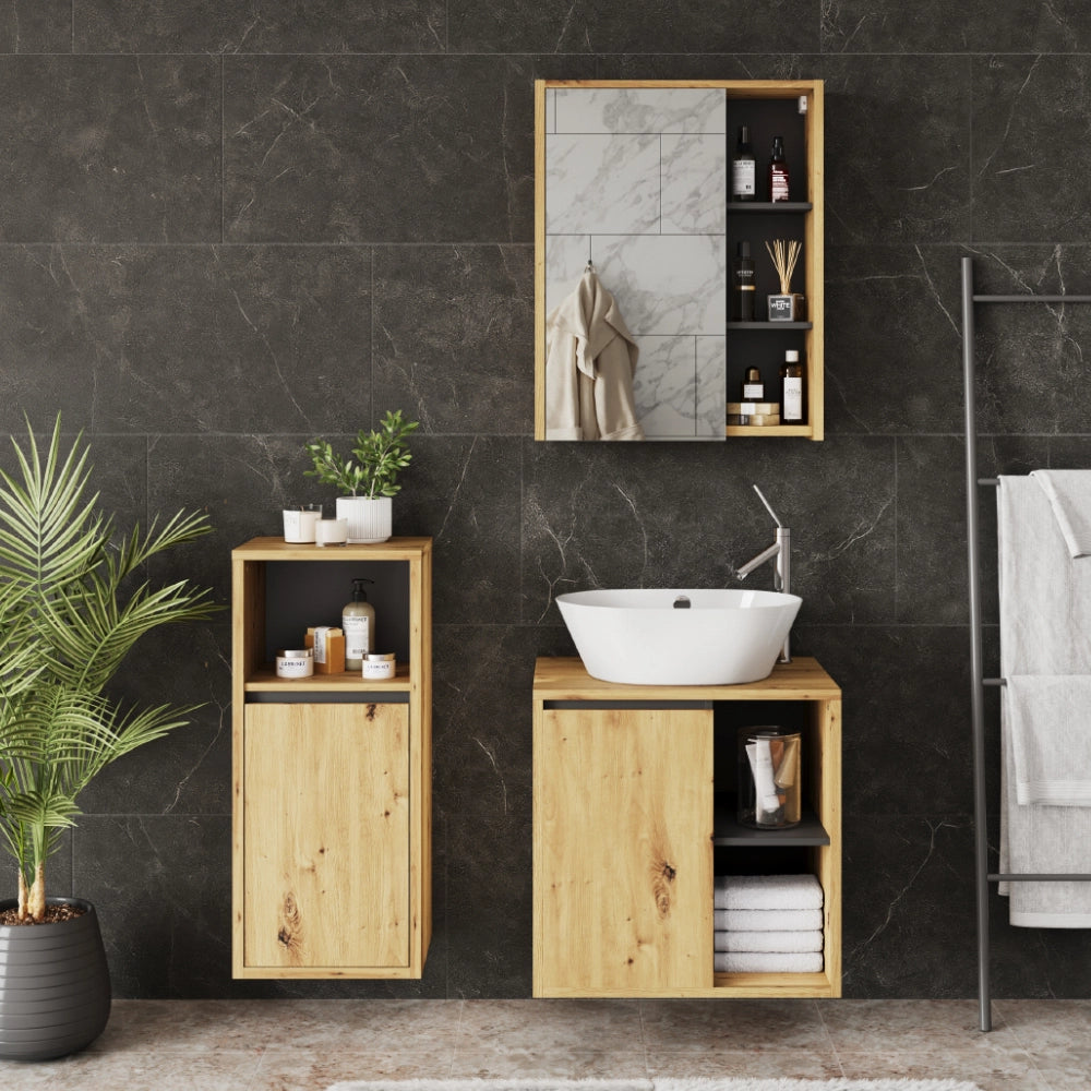 Vicco Set di mobili da bagno Artigiano/grigio 3 parti