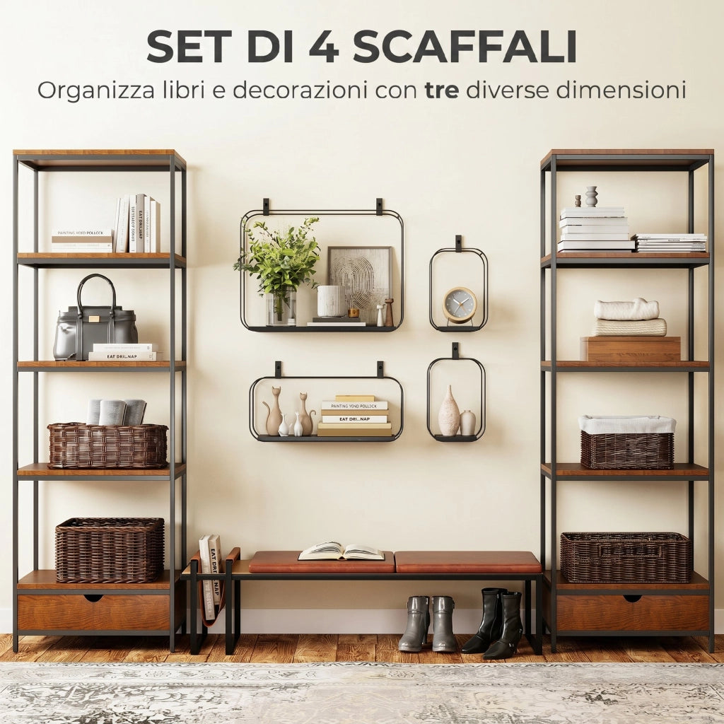 Libreria Flottante Geometrica ¨C Zephmum ¨C Nero 80x30x24