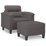 Poltrona | Sedia Relax con Poggiapiedi Grigio 60 cm in Similpelle
