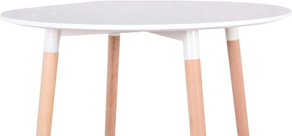 GrandCA HOME Set di Mobili, Tavolo da Pranzo Rotondo e 4 Sedie da Pranzo, Piano Resistente, Sedile Imbottito, Gambe in Legno di Faggio, Nero