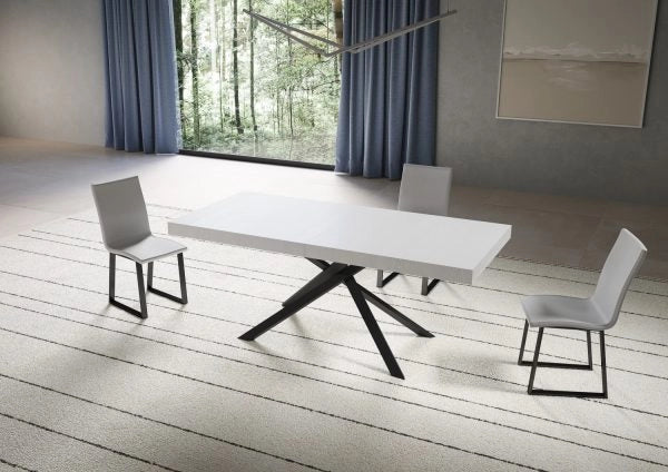 Tavolo Allungabile 200-304x90x77 cm Niket Bianco Frassino Gambe Antracite