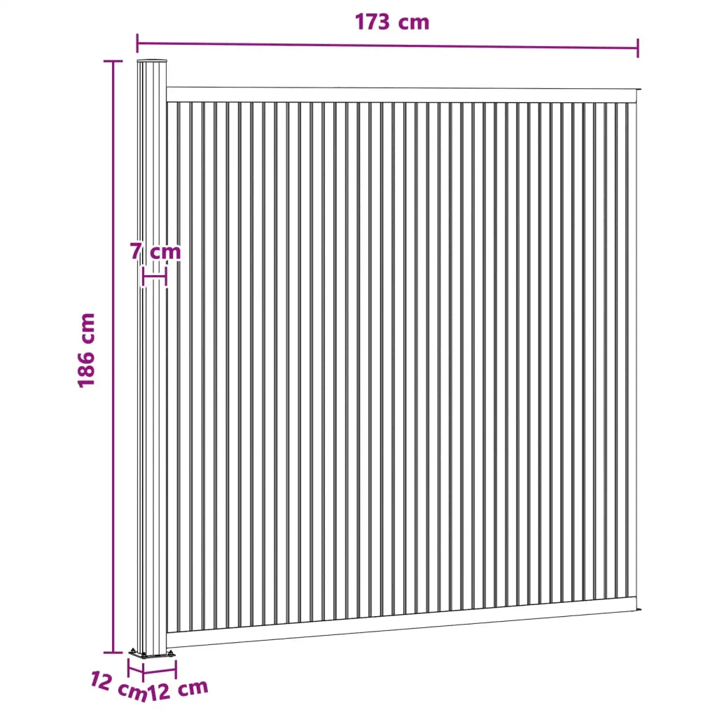 Pannello di Recinzione WPC e Alluminio Nero 42039054
