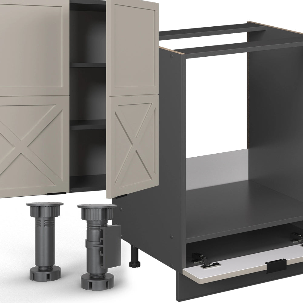 Cucina componibile Fame-Line GrigioBeige/Antracite 300 cm, PL Rovere Vicco