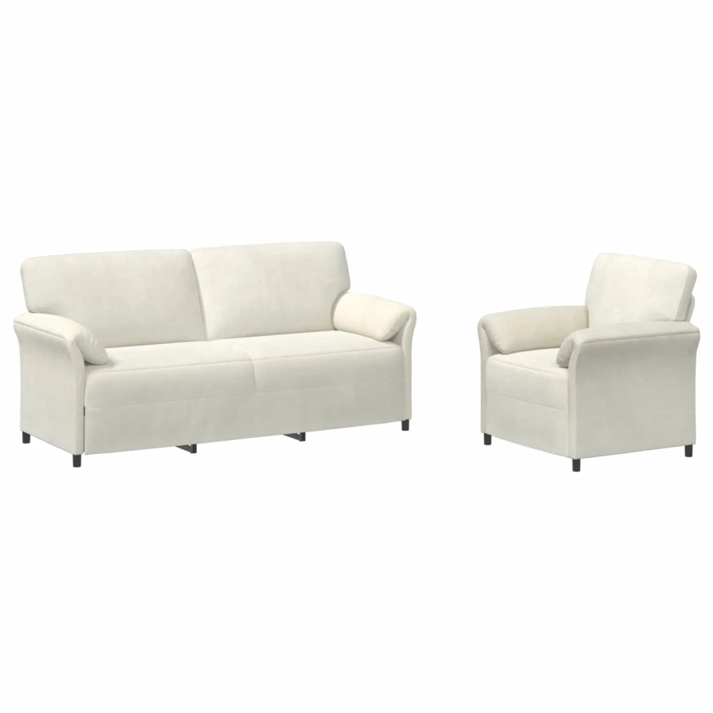 Set di divani 2 pz Crema Velluto 3424921