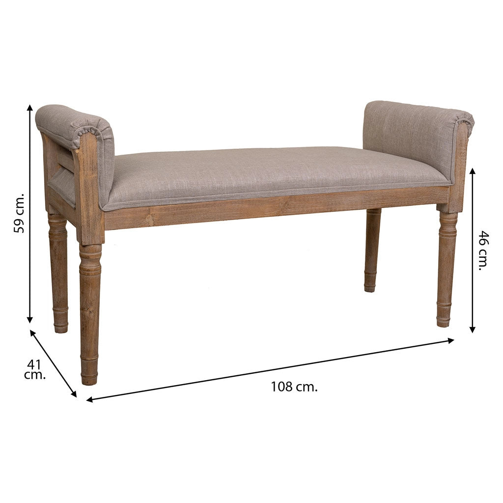 Panca in legno imbottita marrone 108x41x46/59