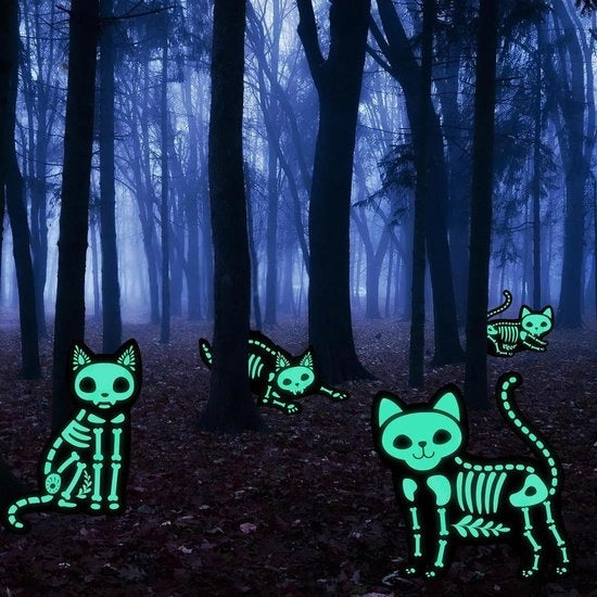 Decorazioni di Halloween con Riflettori Nero Gatto con Stakes e Occhi Verdi per Esterno Giardino Prato Decorazione Lavatrice