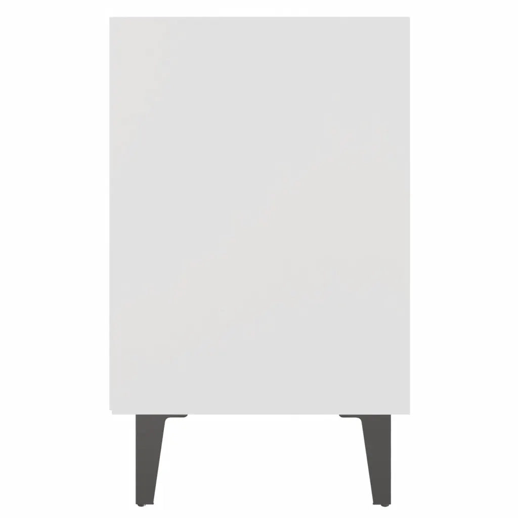 Comodini con Gambe in Metallo 2 pz-Set di 2 Tavolino da notte Bianchi 40x30x50 cm