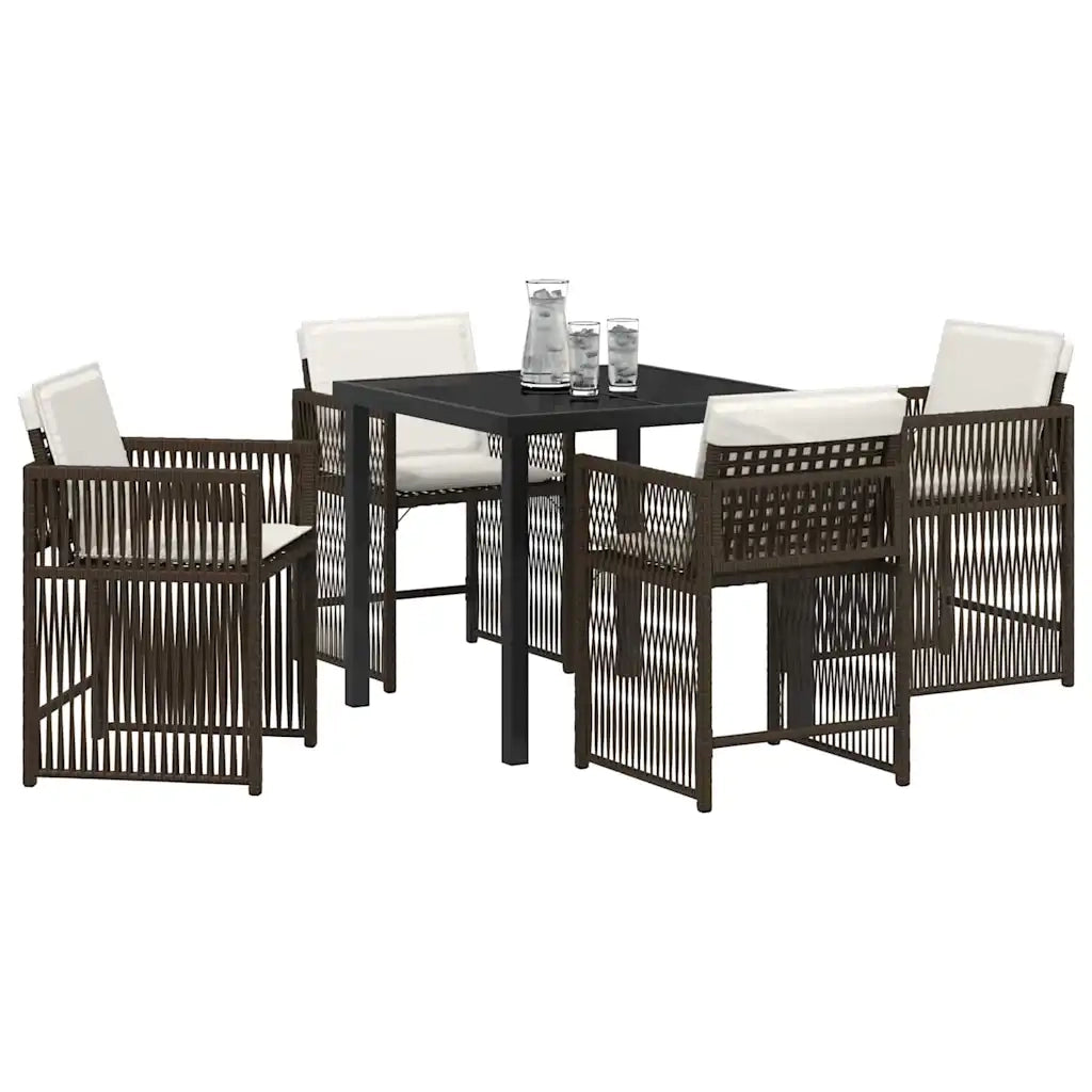 Set da Pranzo per Giardino 5 pcs Marrone polyrattan 3380781