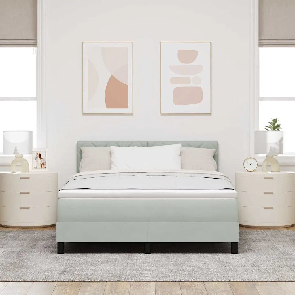 Letto a Sorgente LED Grigio chiaro 160 x 200 cm Velluto 3342728