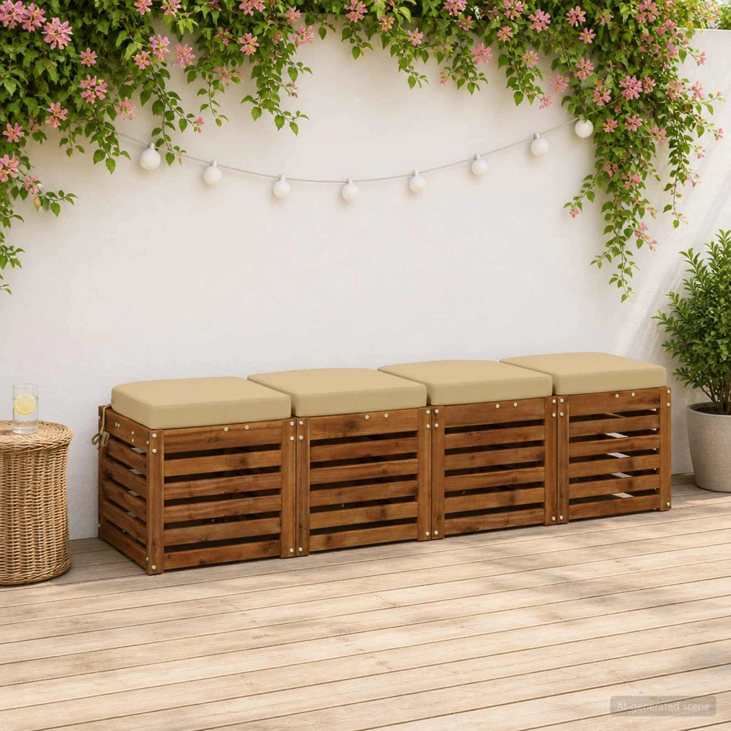 Cuscini per sedile a 4 pezzi SOEST 4 pcs 100% Poliestere Beige 945250