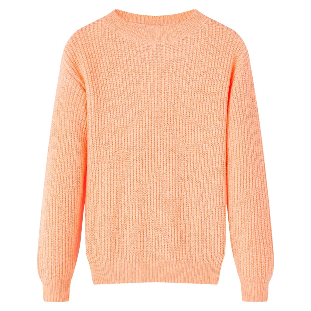 Maglione da Bambina Lavorato a Mano Arancione Brillante 140