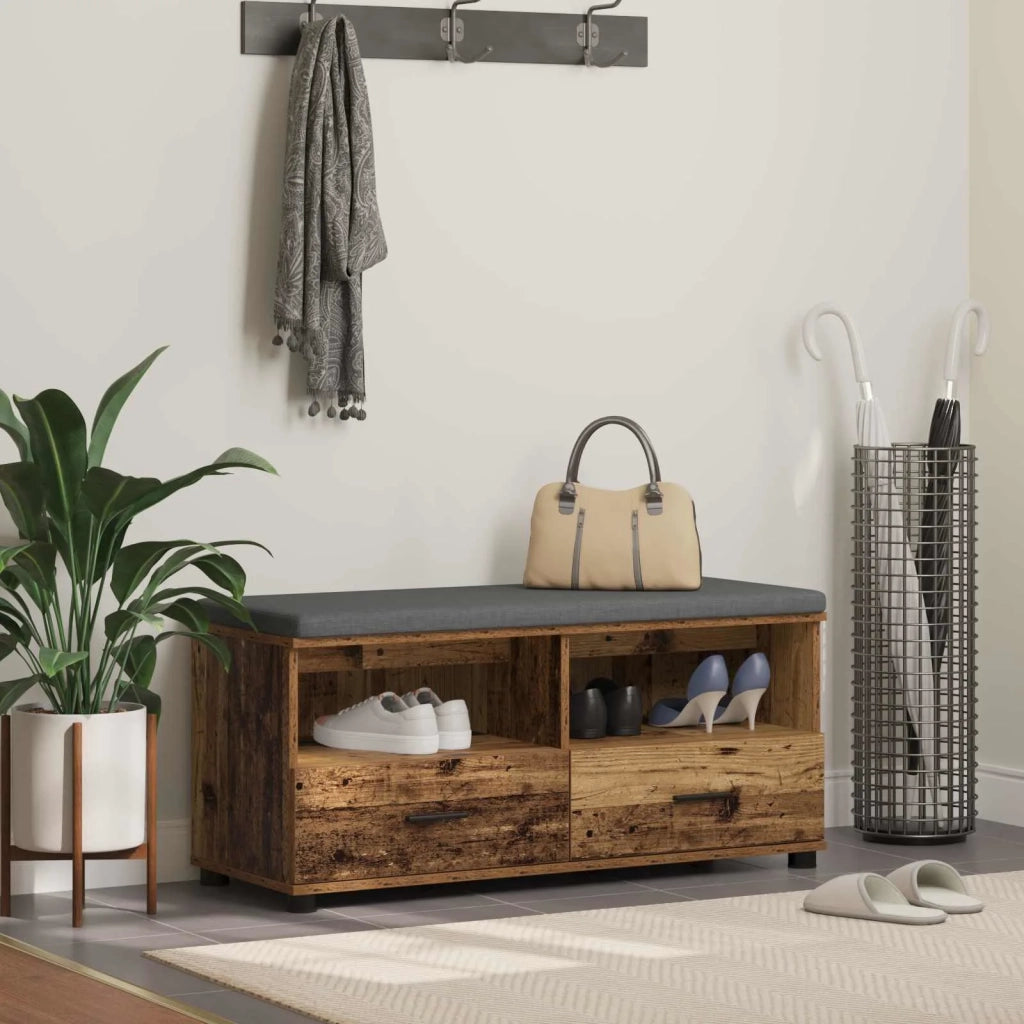 Panca per ingresso con cuscino Legno vecchio 100 x 38 x 46 cm