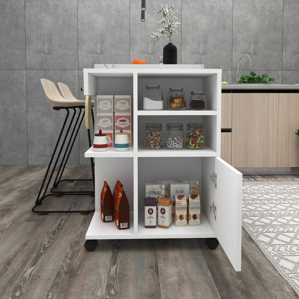 Fornelli, Armadio Multiuso 1 Anta 5 Ripiani, 81x60h cm Bianco