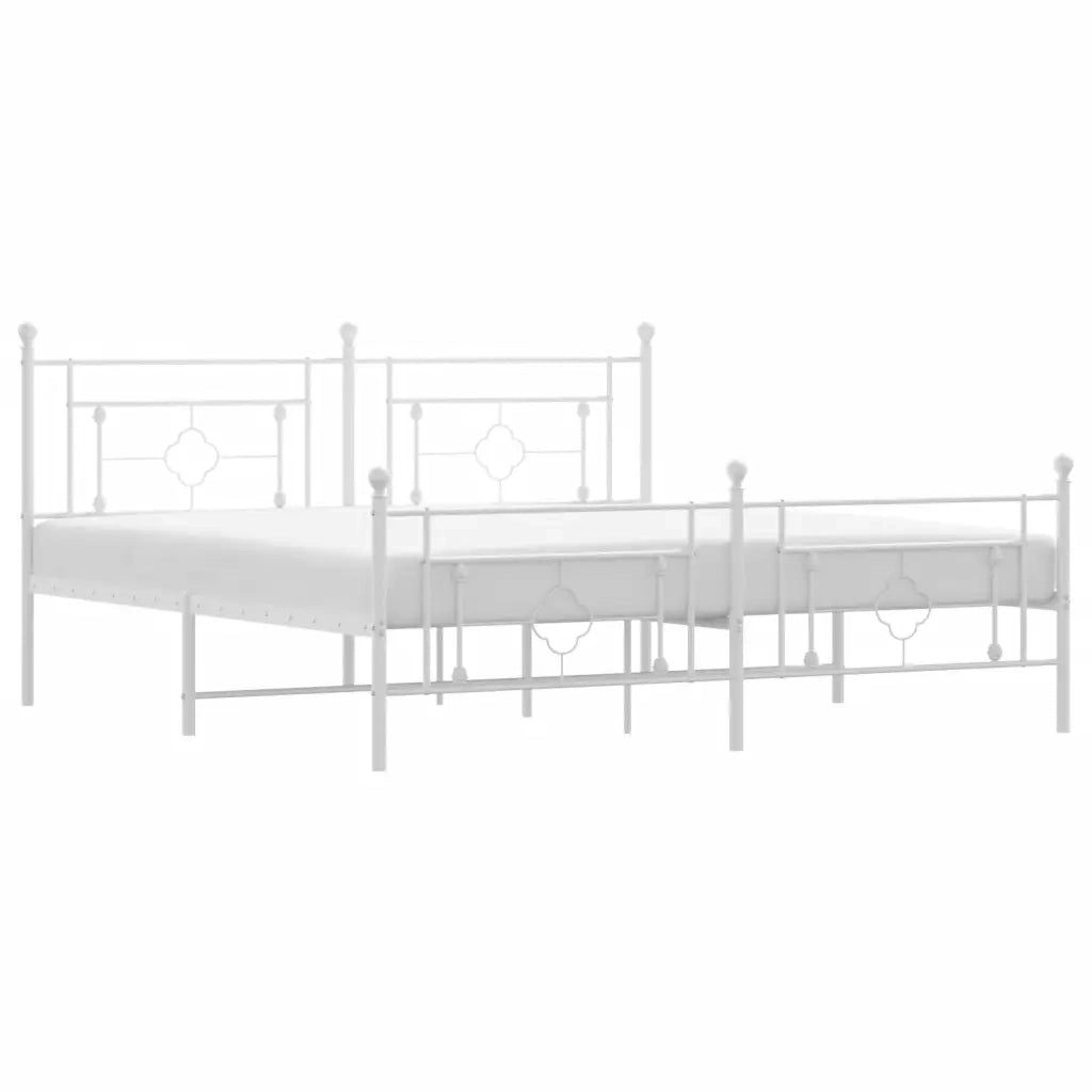 Giroletto con Testiera e Pediera-Struttura Letto Metallo Bianco 183x213 cm 694261