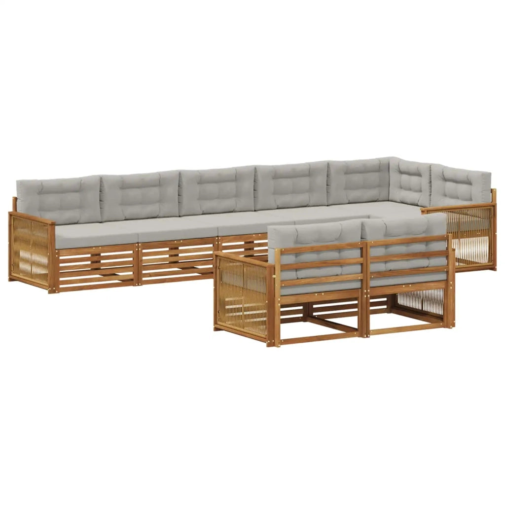 Set di divani da esterno 8 pz Naturale e Grigio Chiaro 3383509