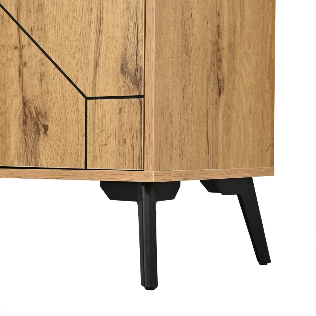 Credenza con 4 ante e 4 vani; apertura a pressione - per soggiorno - in MDF - 120×35×69 cm - naturale