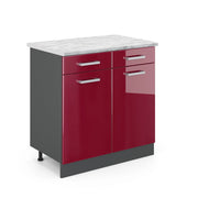 Vicco Mobiletto base per cucina Rosso lucido 80 cm PL Marmo