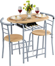 Set di giardino in legno per balconi, set di giardino con 1 tavolo e 2 sedie, tavolo per balcone, 80 x 53 x 73,5 cm, colore naturale del legno