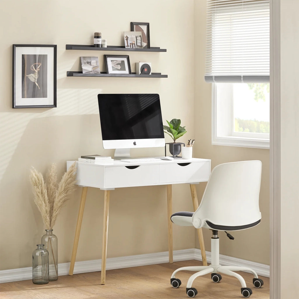 Scrivania,Porta PC,Tavolo per Computer,con due cassetti,bianco,FWT40-WN