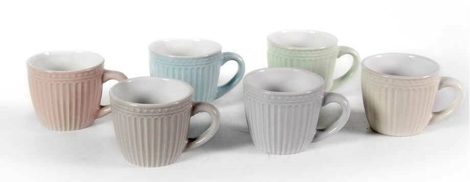SET 6 TAZZINE PASTEL DA CAFFÈ CON MANICO 90 ML 6 X 5,5H CM