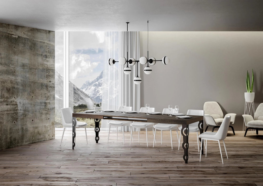 Tavolo allungabile 160/244x80 cm Karamay noce gambe antracite