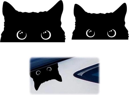 Sticker auto per gatti - vinile riflettente - adesivo - divertente - 2 pezzi