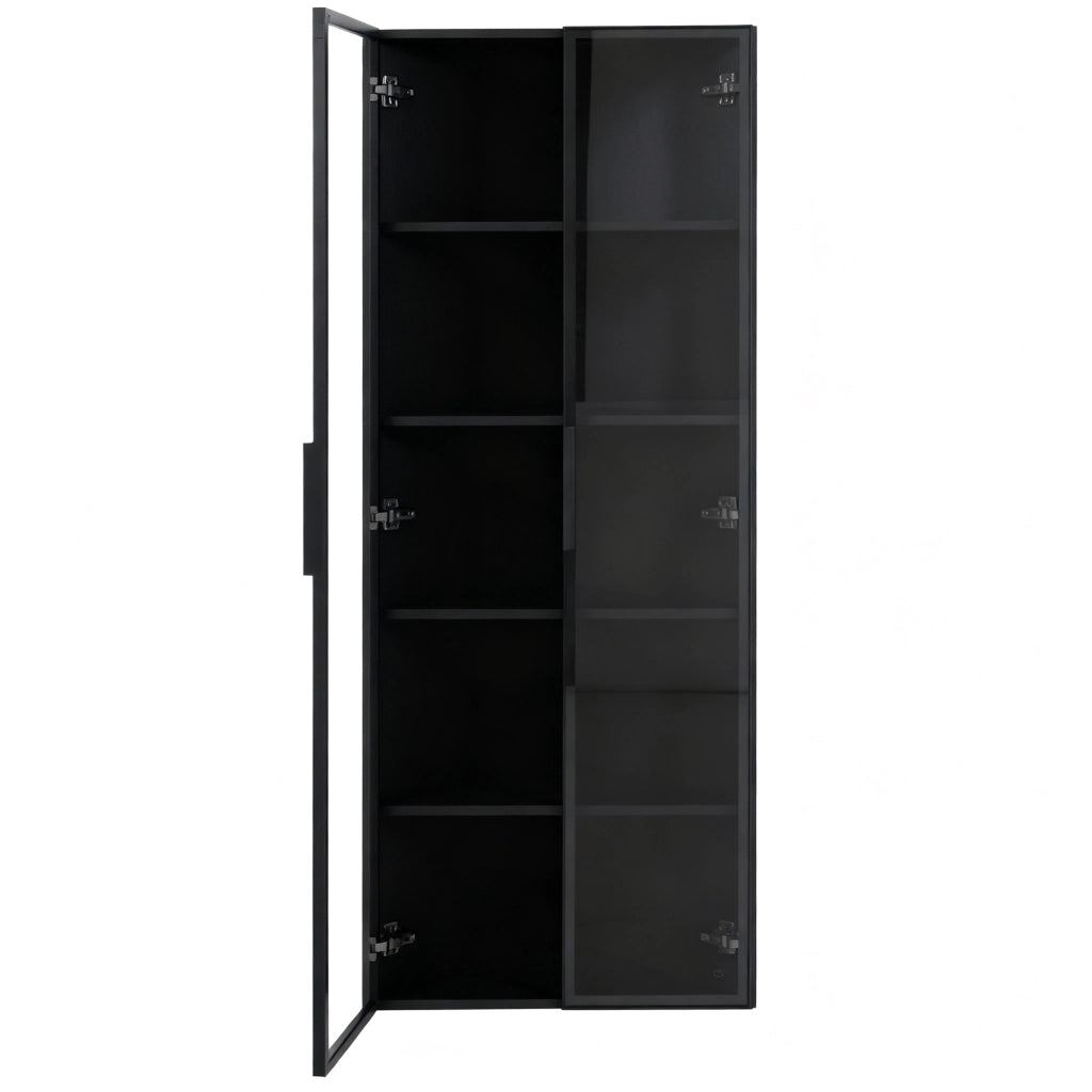 VETRINA angolare LED 62 x 35 x 160 cm Nero in MDF e vetro