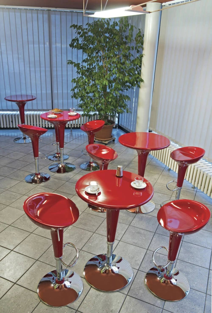 Sgabello da Bar in Abs Rosso Ed Acciaio Tosini Hc 148R