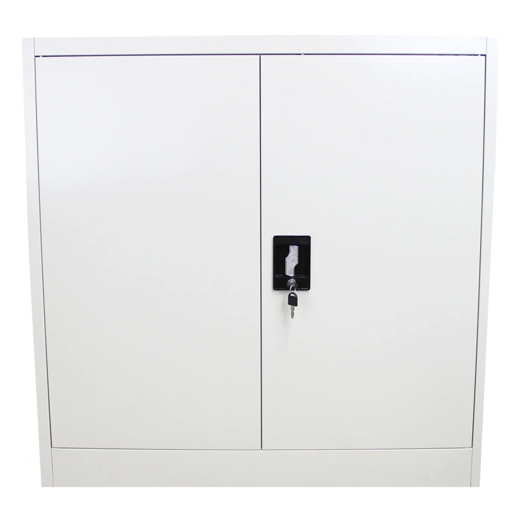 Armadietto Grigio Chiaro Alto 90cm in Acciaio per Casa e Ufficio con 2 Ripiani