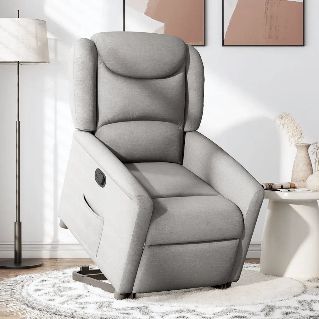 Poltrona Alzapersona Reclinabile Grigio Nuvola in Tessuto 3303203