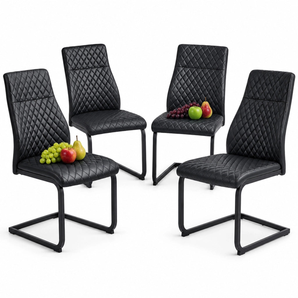 Set tavolo e sedie 107 cm nero MDF metallo 4 posti con vano integrato