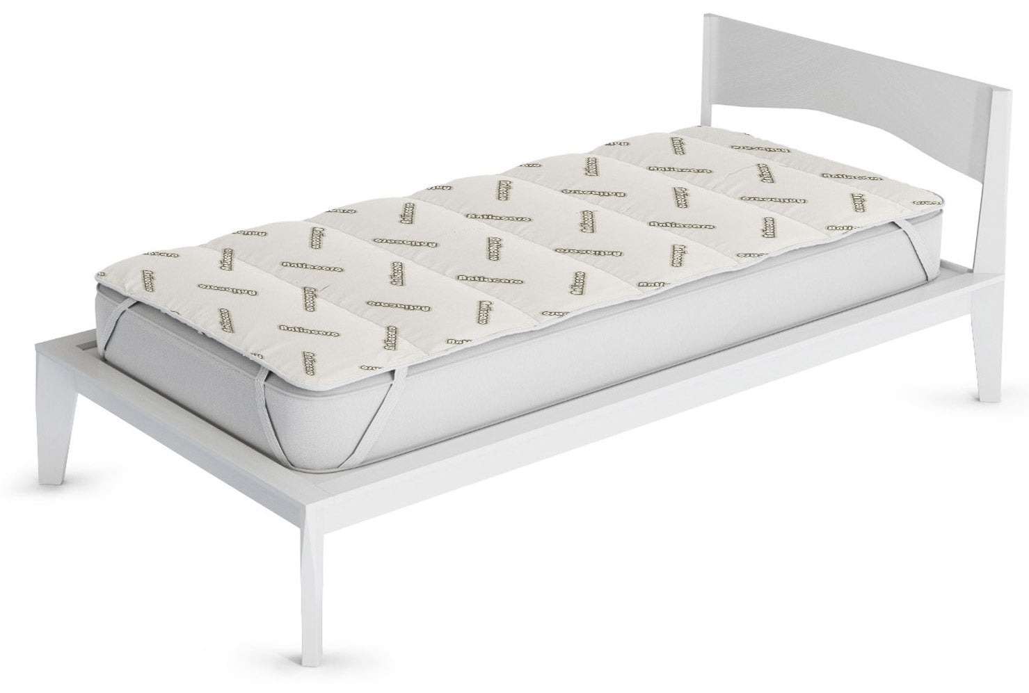 Topper Trapuntato Imbottito Matrimoniale Antiacaro con Elastici Grigio Chiaro