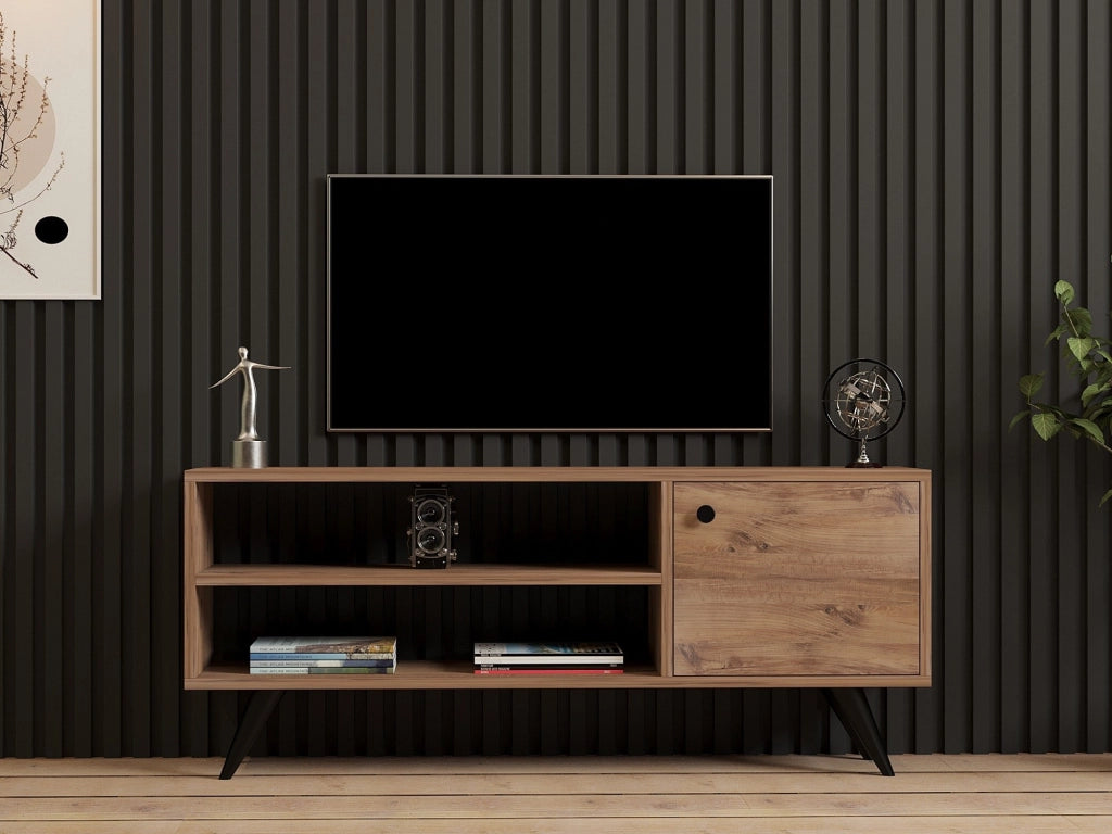 Spinola, Mobile Porta tv un Ripiano, 120x29x50h cm Marrone Rovere